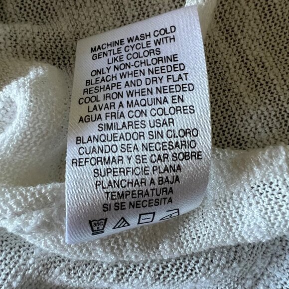 OLIVE & OAK Lightweight Cream Semi-Sheer 3/4 Sleeve Scoop Neck Top Size Large - Picture 8 of 10